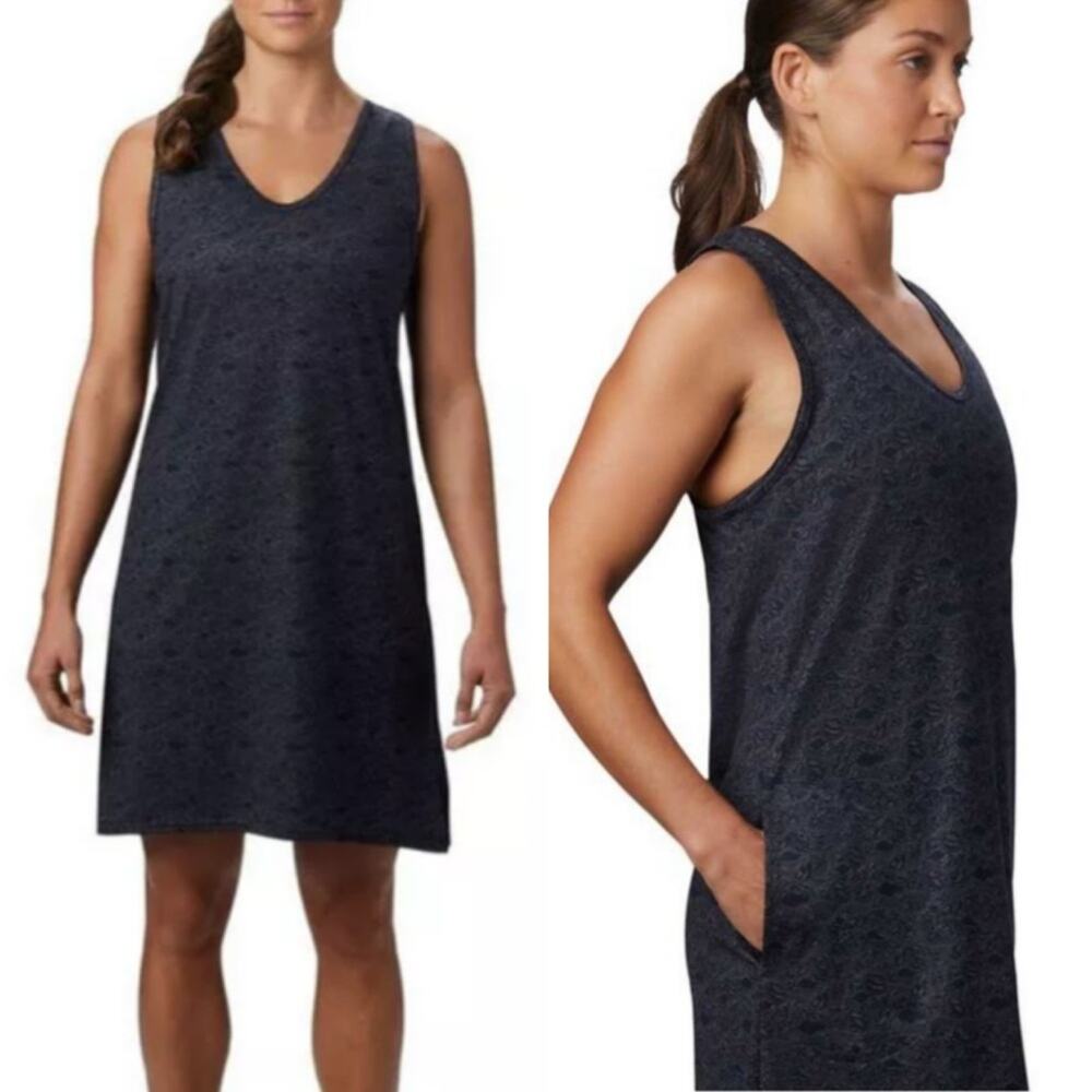 Mountain Hardwear Everyday Perfect‎ Printed Tank Dress With Pockets Navy Size S